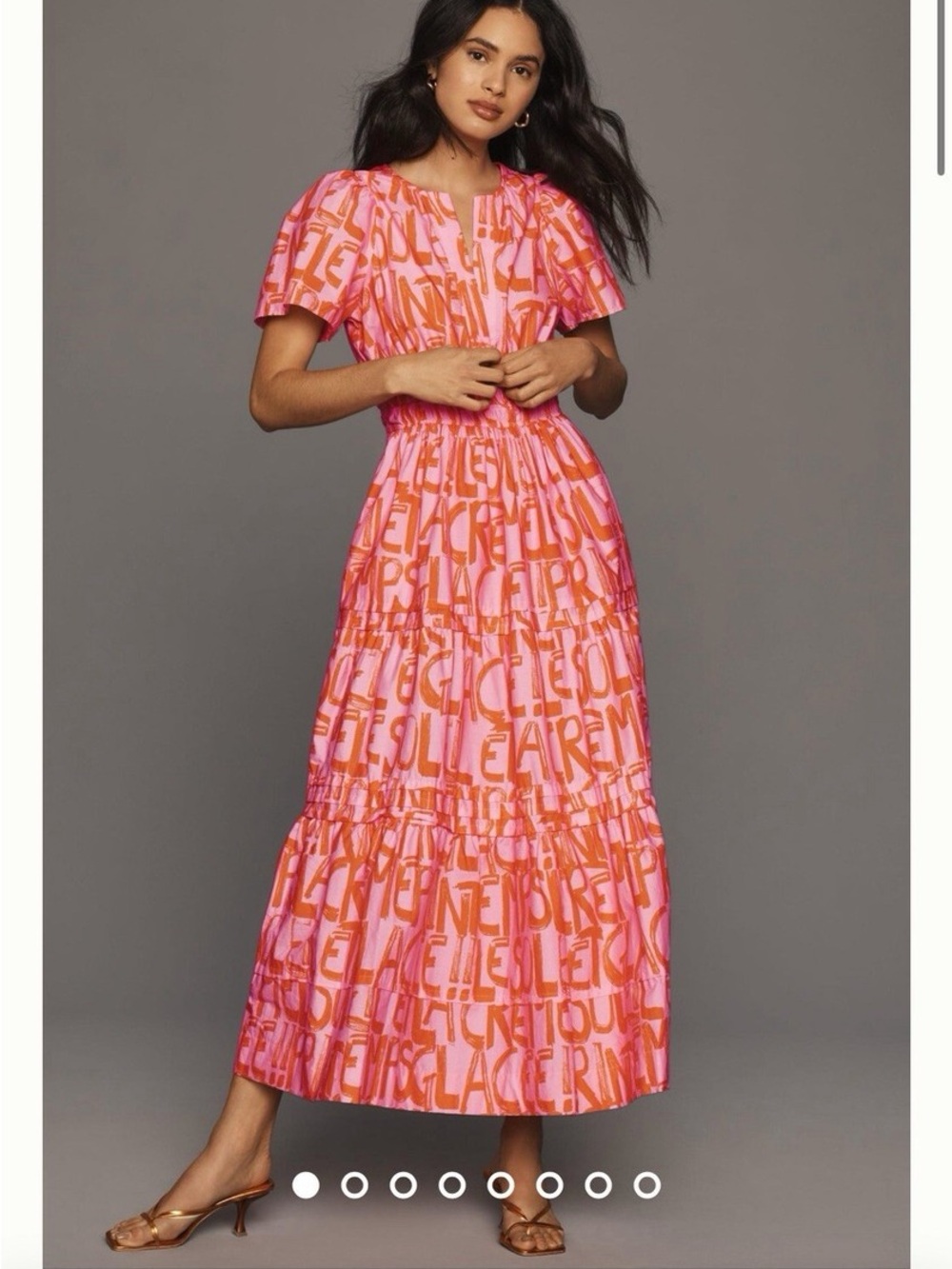 Anthropologie Somerset Maxi Pink & Orange Printed Dress